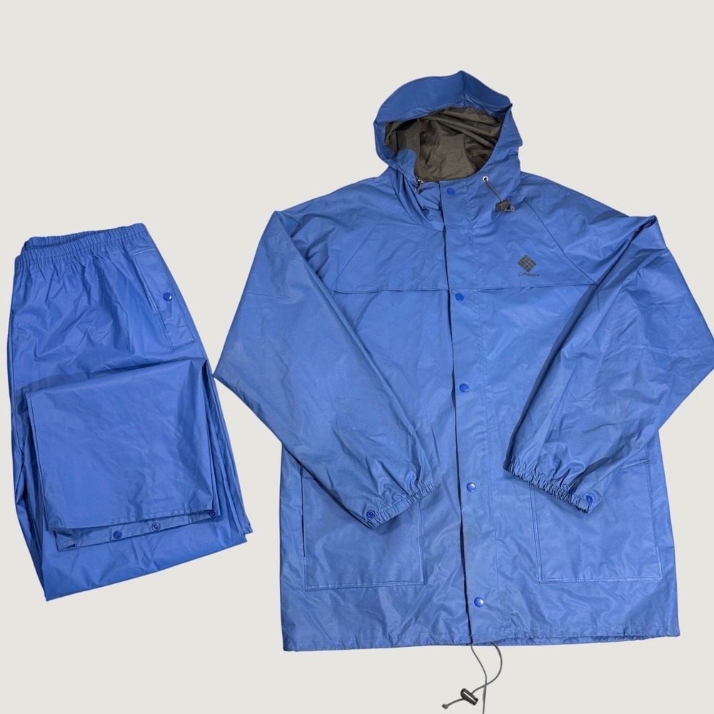 Vintage Columbia Rain Suit Mens XL Blue Excellent